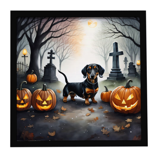 Dachshund Spooky Halloween Framed Metal Print