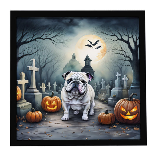 English Bulldog Spooky Halloween Framed Metal Print