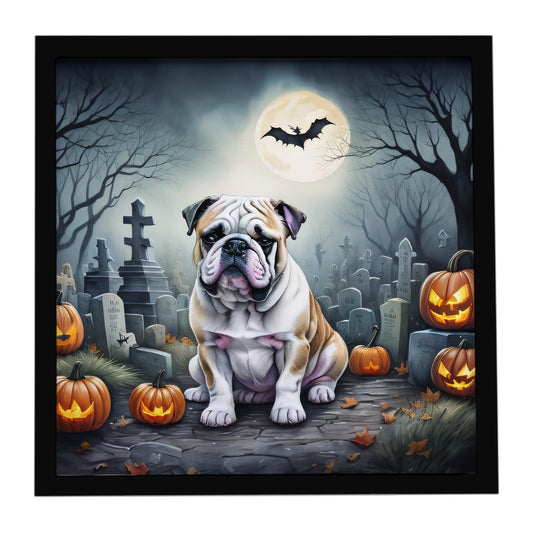 English Bulldog Spooky Halloween Framed Metal Print