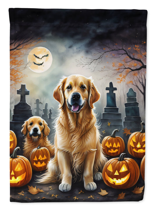 Golden Retriever Spooky Halloween Garden Flag – Dog in Cemetery Scene