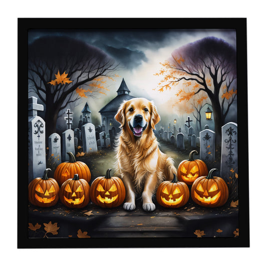 Golden Retriever Spooky Halloween Framed Metal Print
