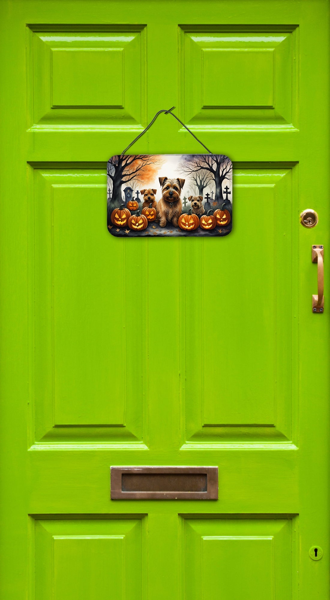 Norfolk Terrier Spooky Halloween Wall or Door Hanging Prints