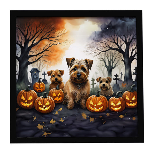 Norfolk Terrier Spooky Halloween Framed Metal Print