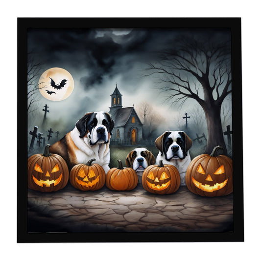 Saint Bernard Spooky Halloween Framed Metal Print