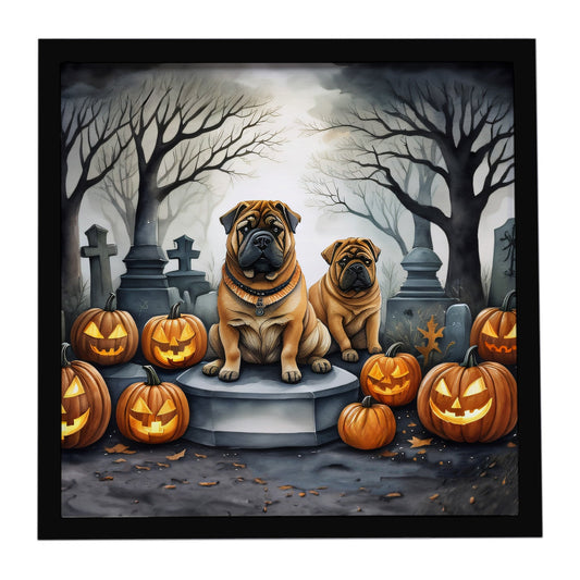 Shar Pei Spooky Halloween Framed Metal Print