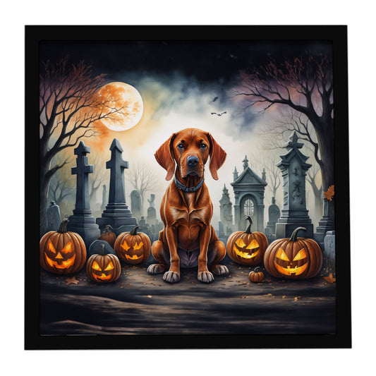 Vizsla Spooky Halloween Framed Metal Print