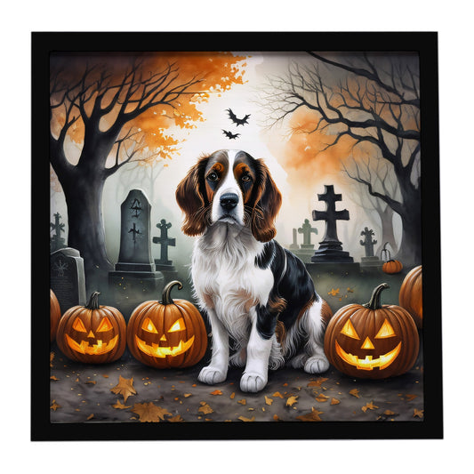 Welsh Springer Spaniel Spooky Halloween Framed Metal Print