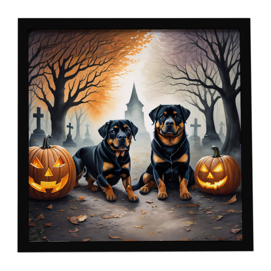 Rottweiler Spooky Halloween Framed Metal Print
