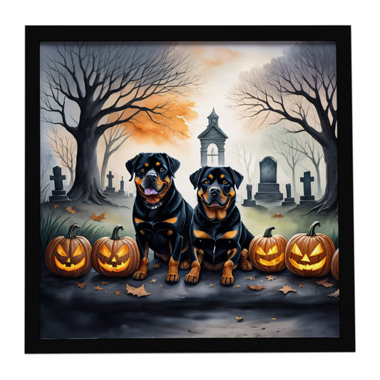 Rottweiler Spooky Halloween Framed Metal Print