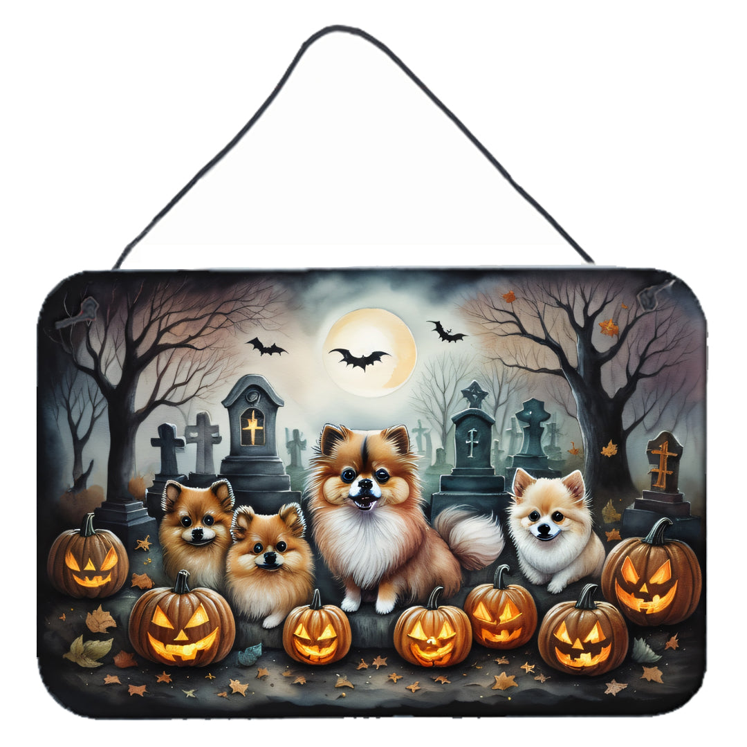 Pomeranian Spooky Halloween Wall or Door Hanging Prints