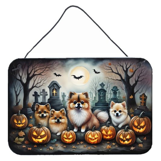 Pomeranian Spooky Halloween Wall or Door Hanging Prints