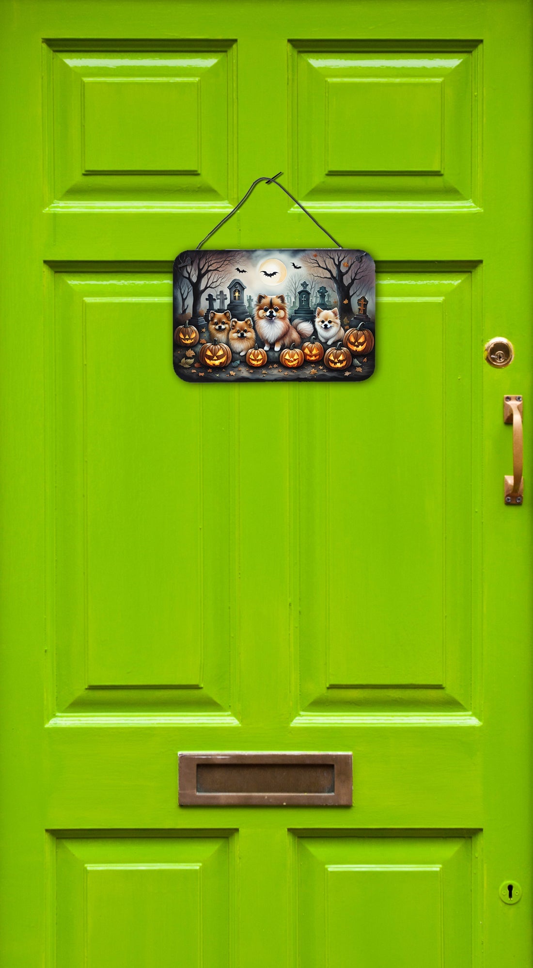 Pomeranian Spooky Halloween Wall or Door Hanging Prints