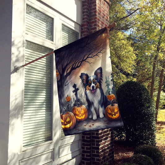 Papillon Spooky Halloween House Flag
