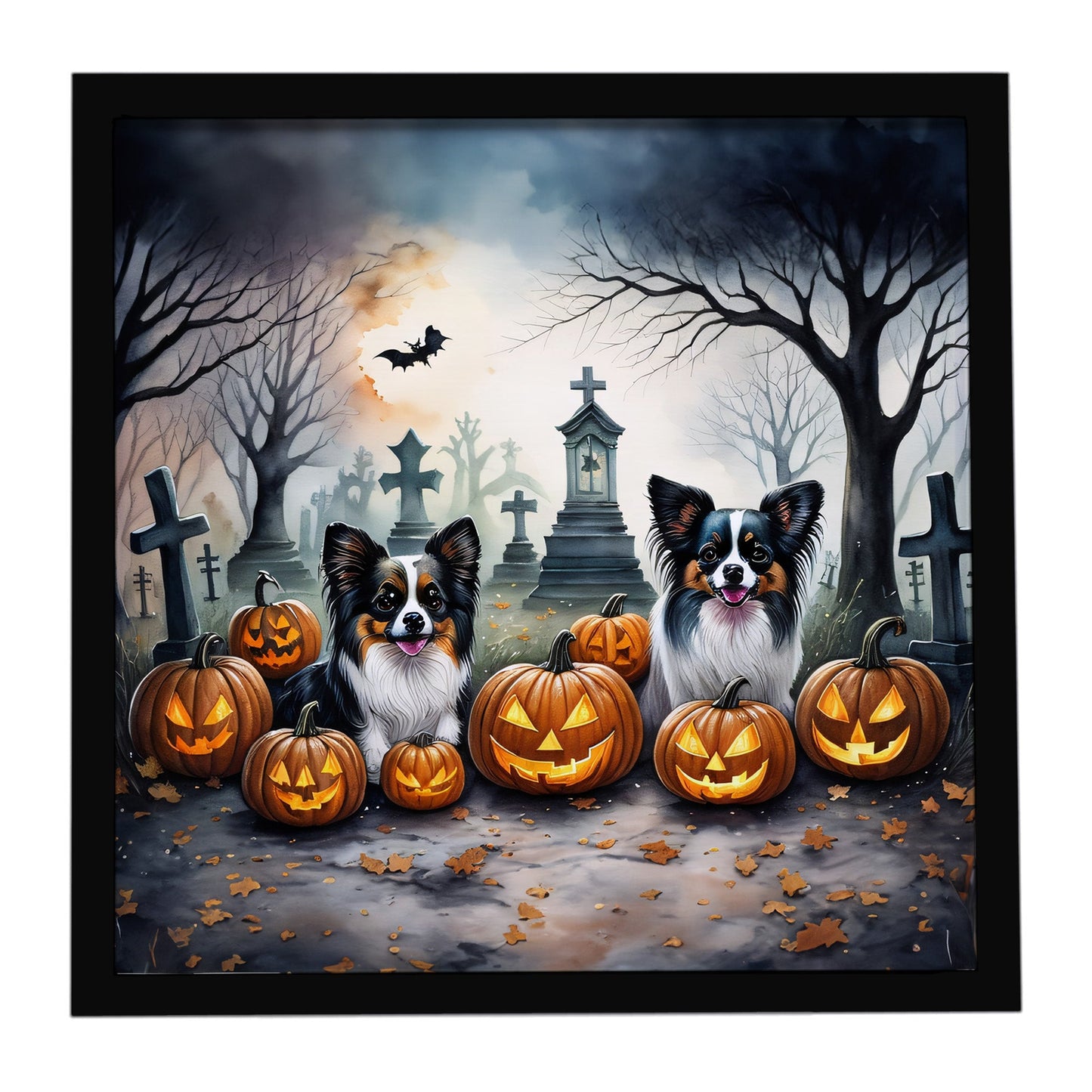 Papillon Spooky Halloween Framed Metal Print