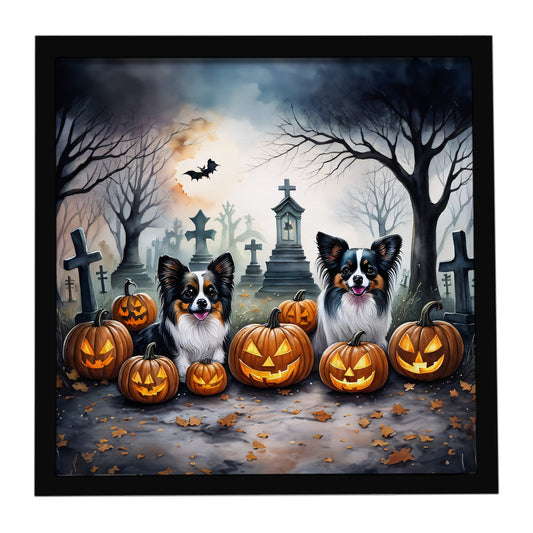 Papillon Spooky Halloween Framed Metal Print