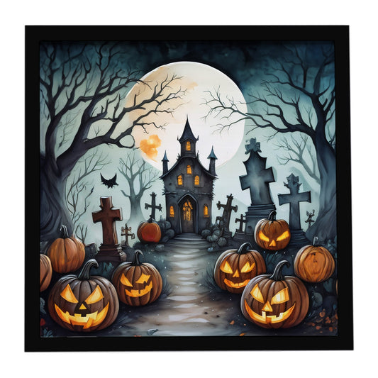 Graveyard Spooky Halloween Framed Metal Print