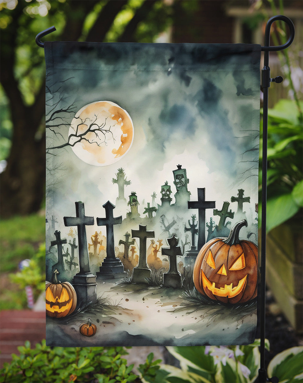 Graveyard Spooky Halloween Garden Flag – Outdoor Decorative Yard Flag
