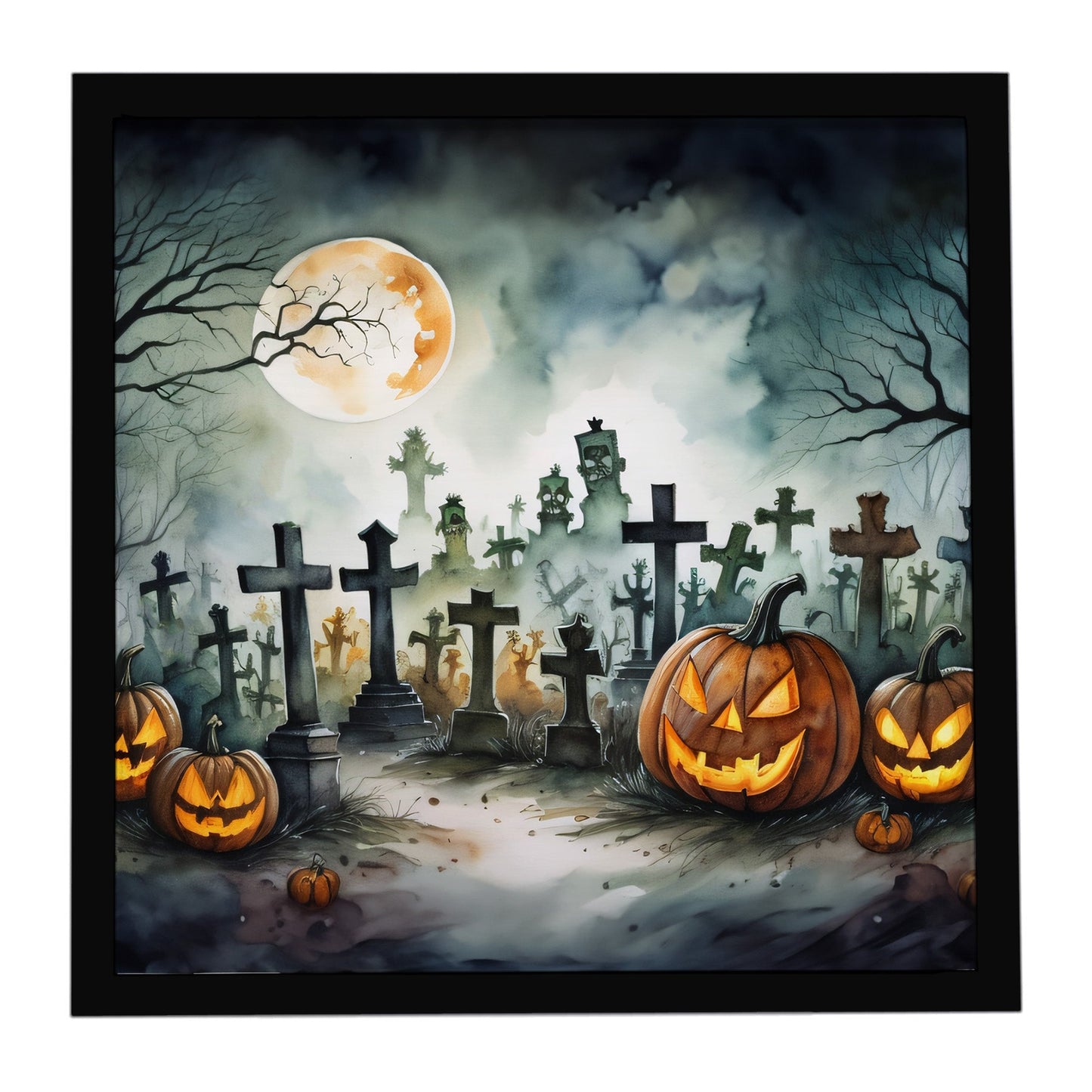 Graveyard Spooky Halloween Framed Metal Print