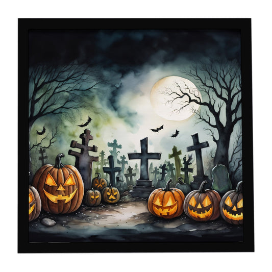 Graveyard Spooky Halloween Framed Metal Print