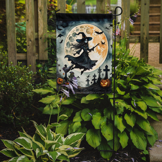 Flying Witch Spooky Halloween Garden Flag – Outdoor Decorative Yard Flag