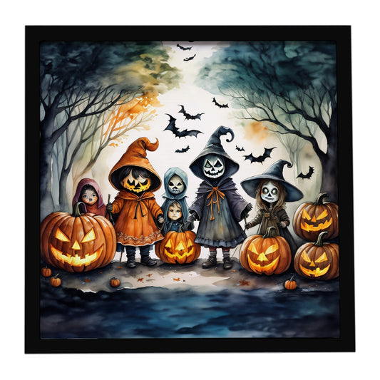 Trick or Treaters Spooky Halloween Framed Metal Print