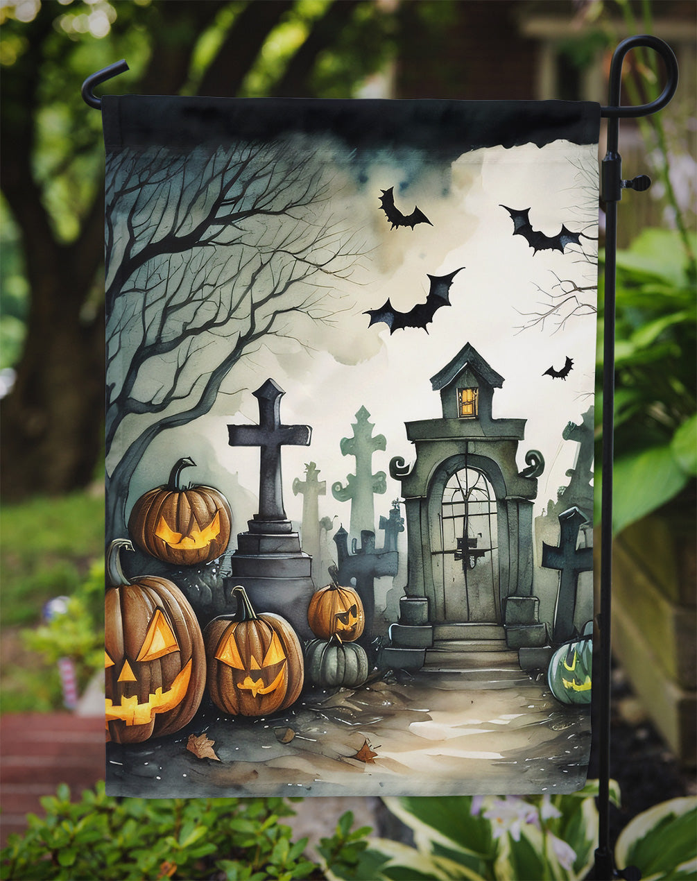 Graveyard Spooky Halloween Garden Flag – Outdoor Decorative Yard Flag