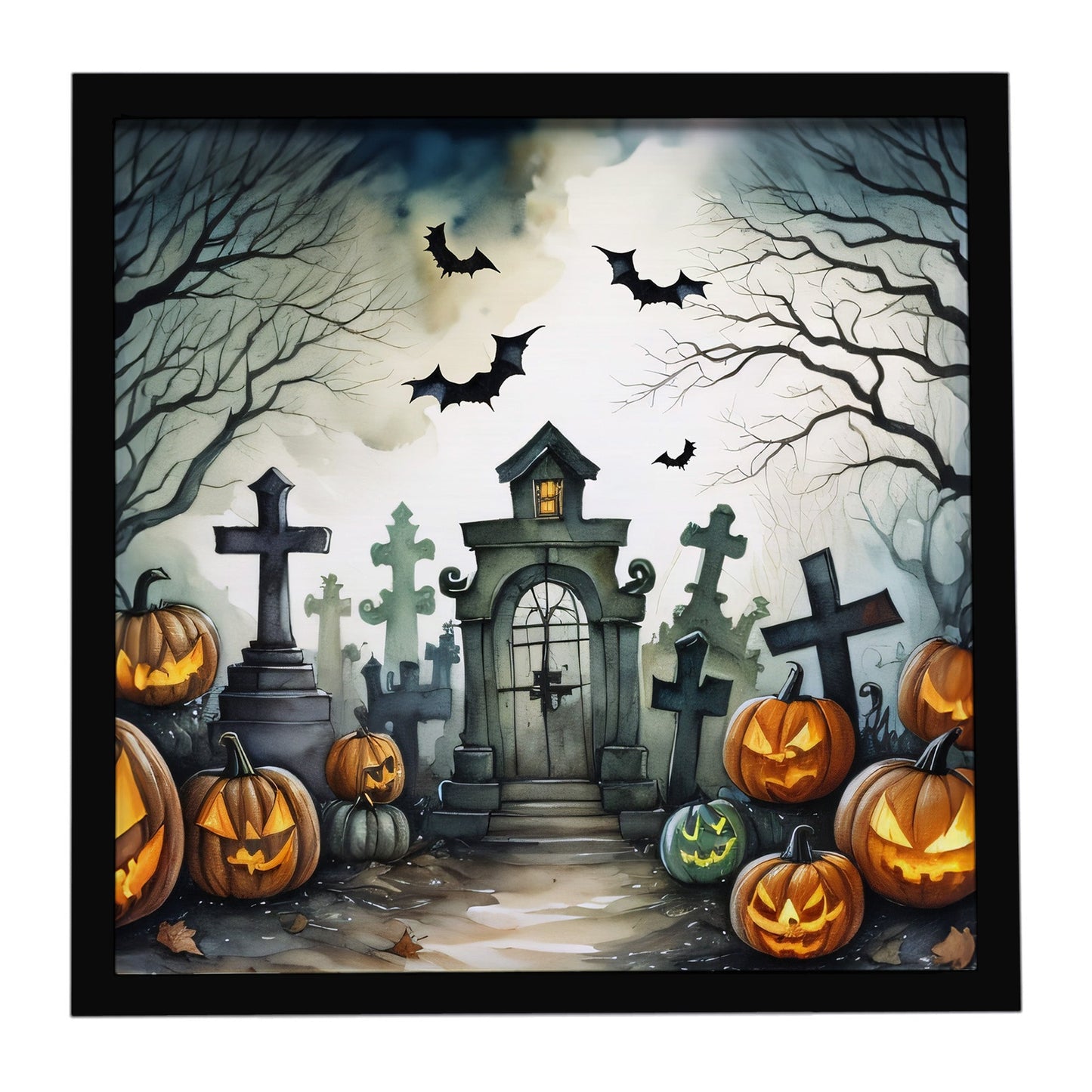 Graveyard Spooky Halloween Framed Metal Print