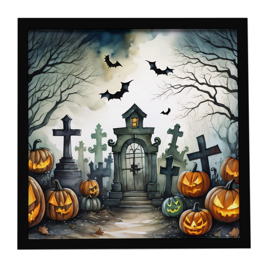 Graveyard Spooky Halloween Framed Metal Print