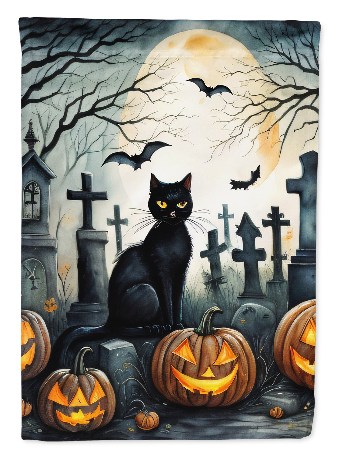Black Cat Spooky Halloween Garden Flag – Outdoor Decorative Yard Flag