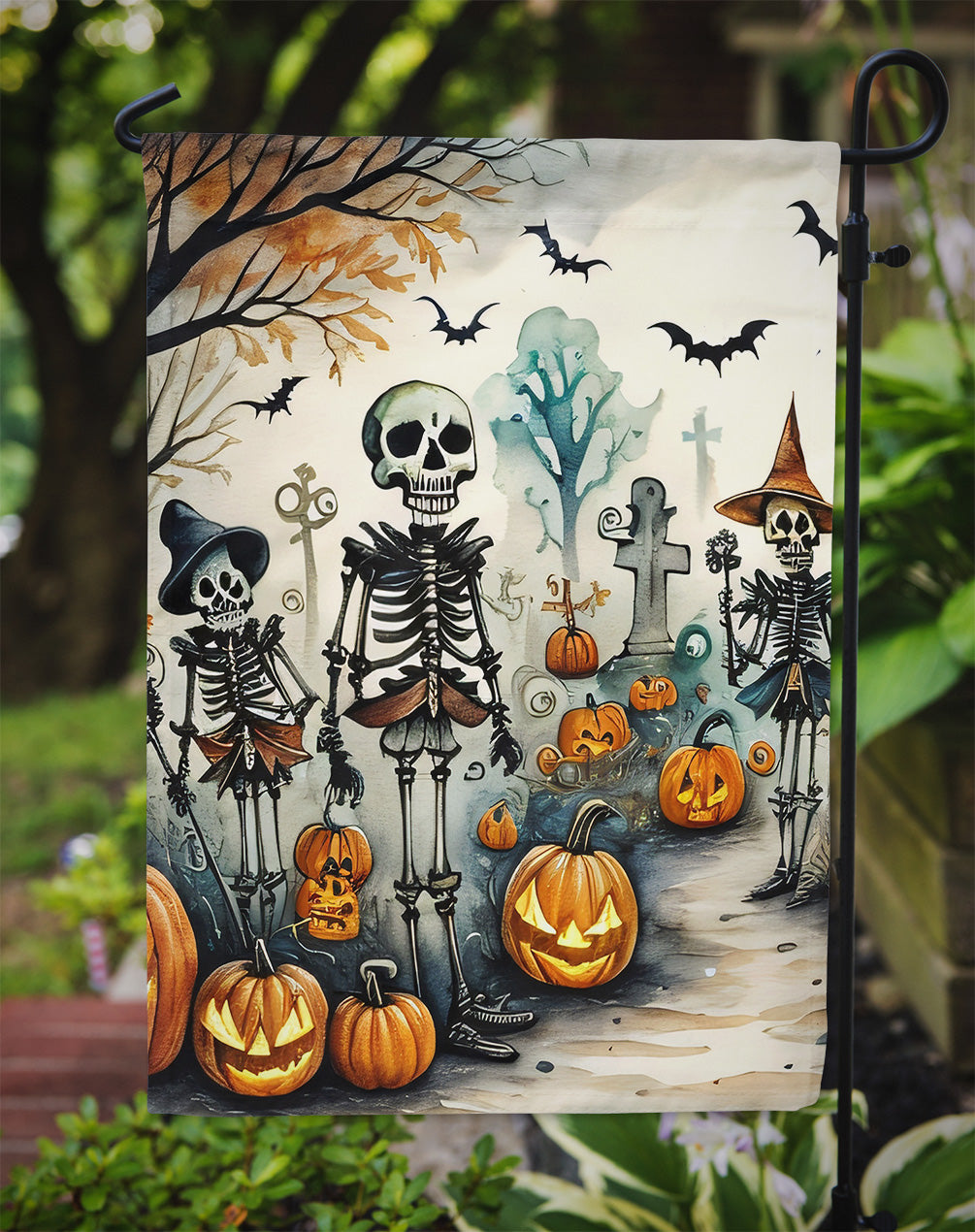 Calacas Skeletons Spooky Halloween Garden Flag – Outdoor Decorative Yard Flag