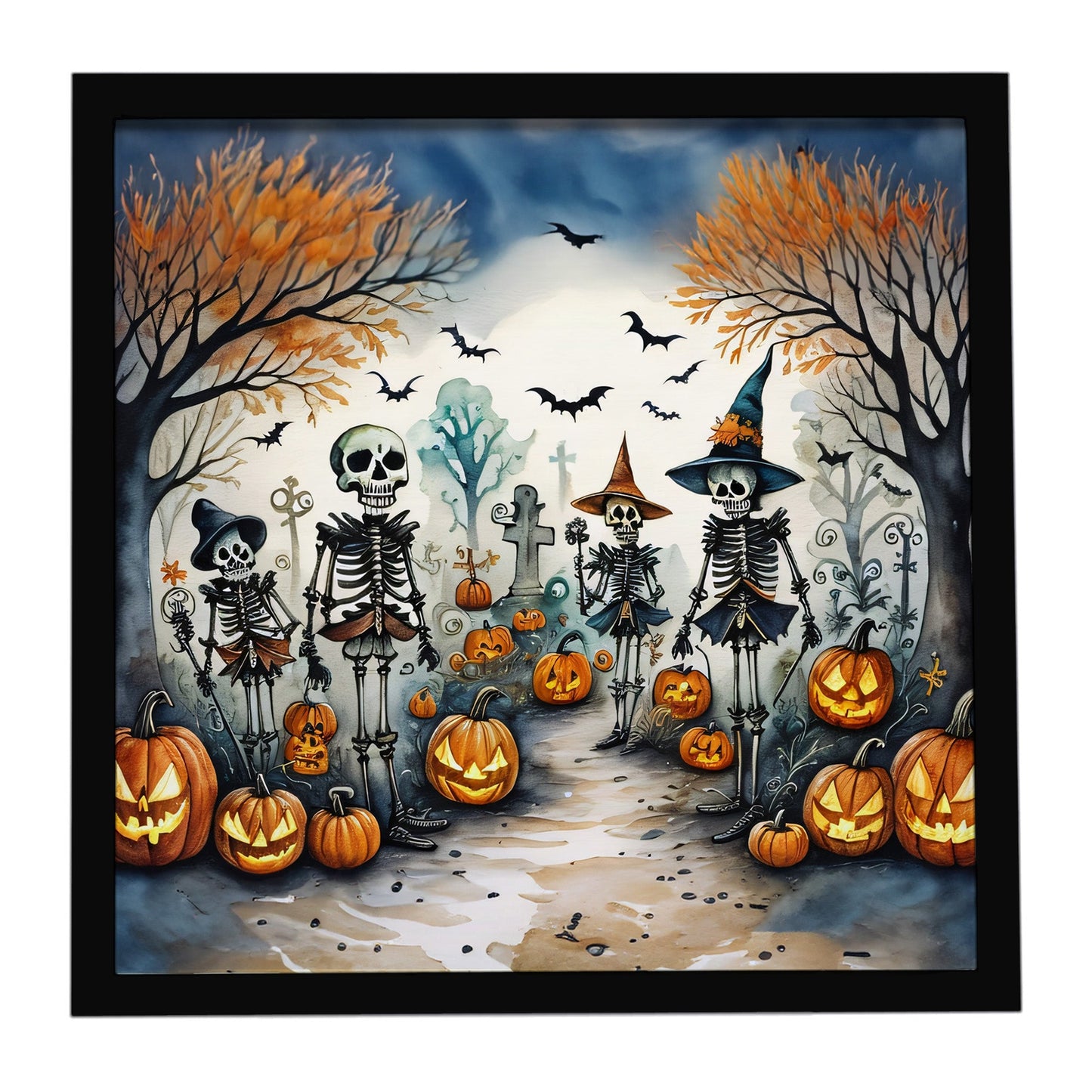 Calacas Skeletons Spooky Halloween Framed Metal Print
