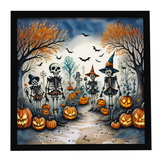 Calacas Skeletons Spooky Halloween Framed Metal Print