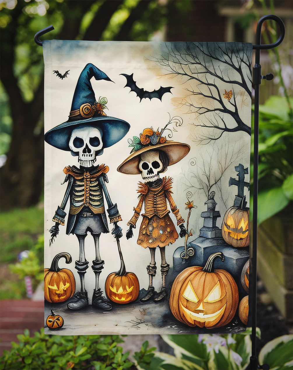 Calacas Skeletons Spooky Halloween Garden Flag – Outdoor Decorative Yard Flag