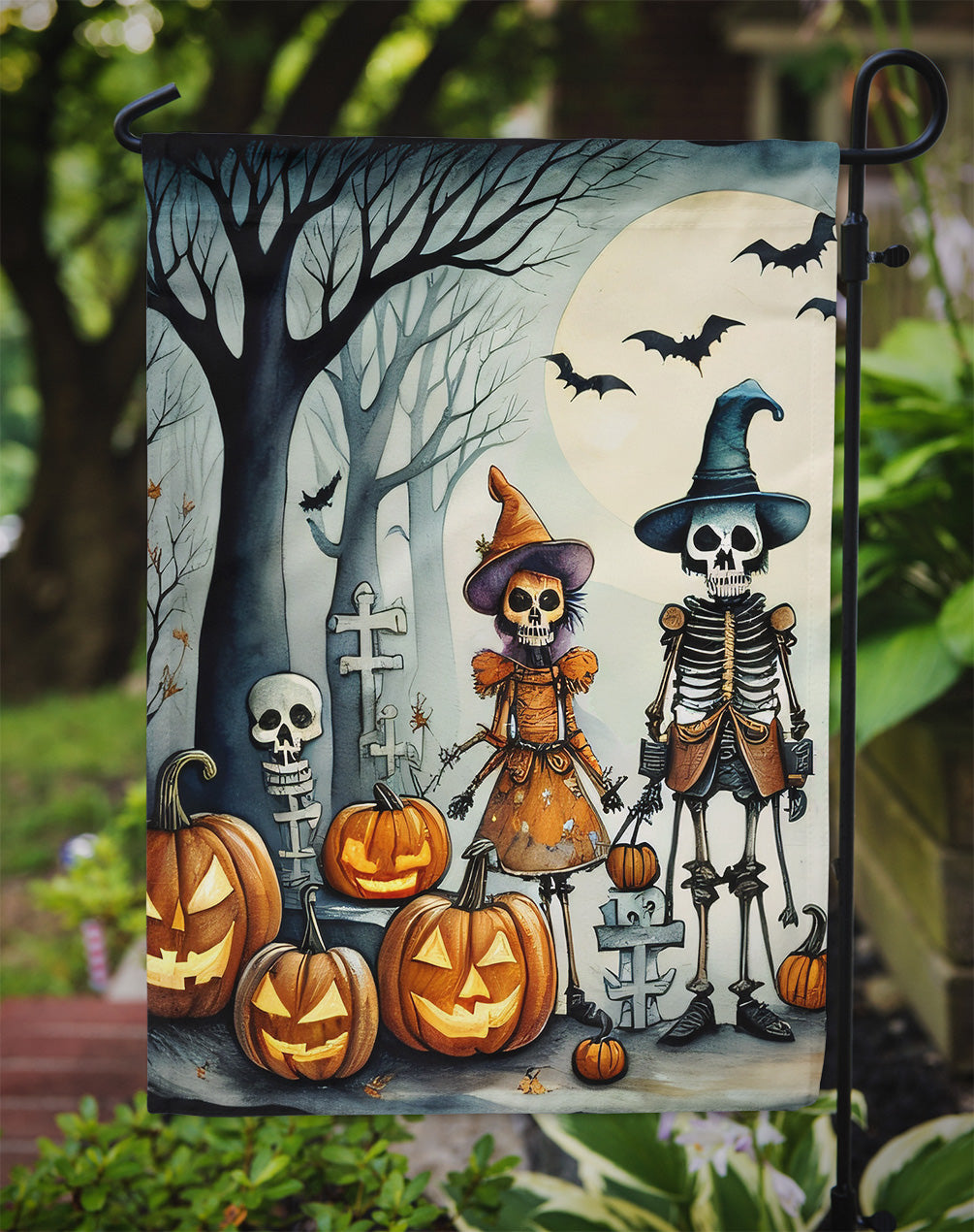 Calacas Skeletons Spooky Halloween Garden Flag – Outdoor Decorative Yard Flag