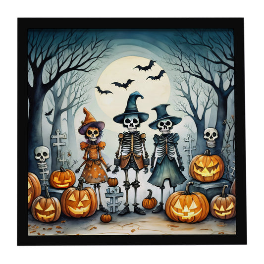 Calacas Skeletons Spooky Halloween Framed Metal Print
