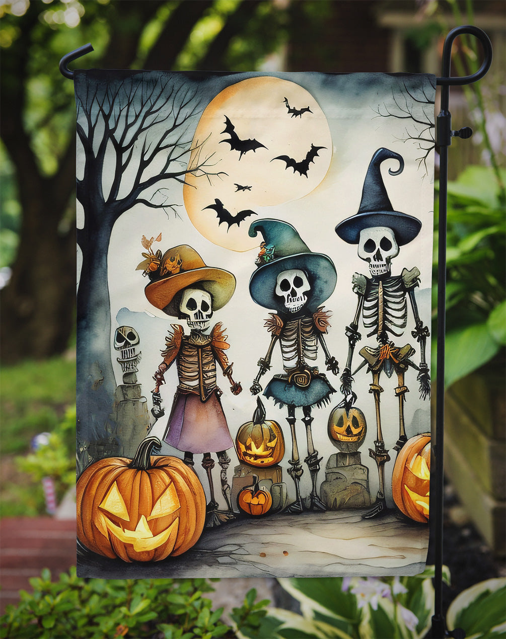Calacas Skeletons Spooky Halloween Garden Flag – Outdoor Decorative Yard Flag
