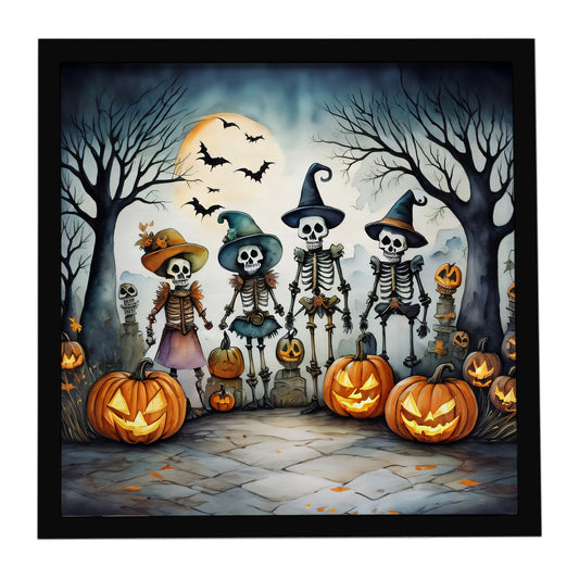 Calacas Skeletons Spooky Halloween Framed Metal Print
