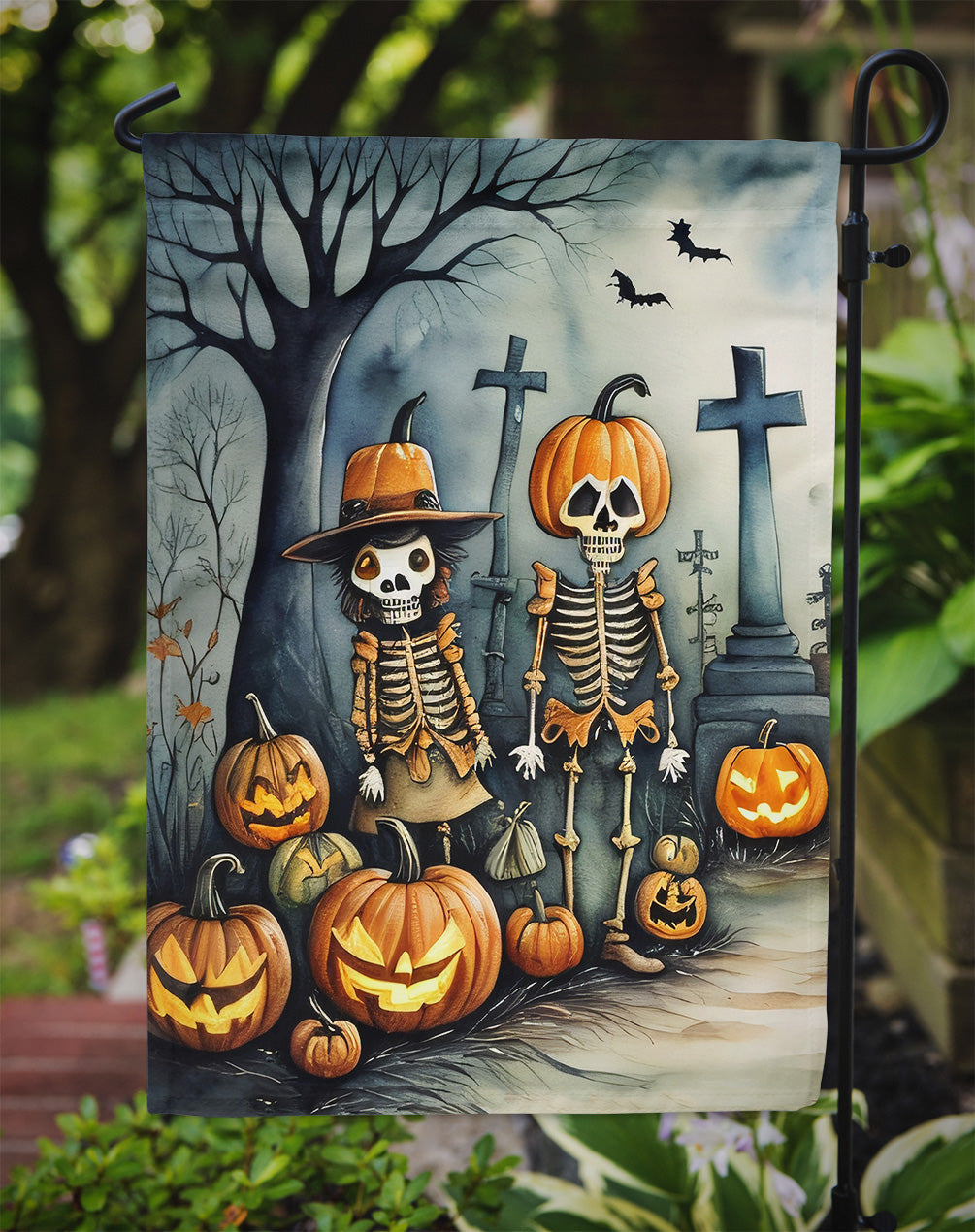 Calacas Skeletons Spooky Halloween Garden Flag – Outdoor Decorative Yard Flag