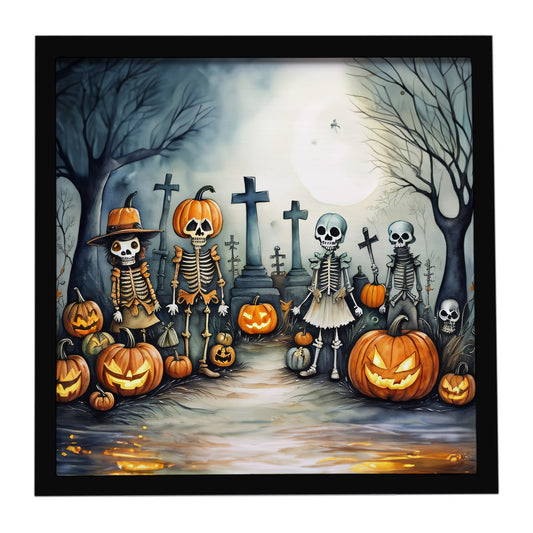 Calacas Skeletons Spooky Halloween Framed Metal Print