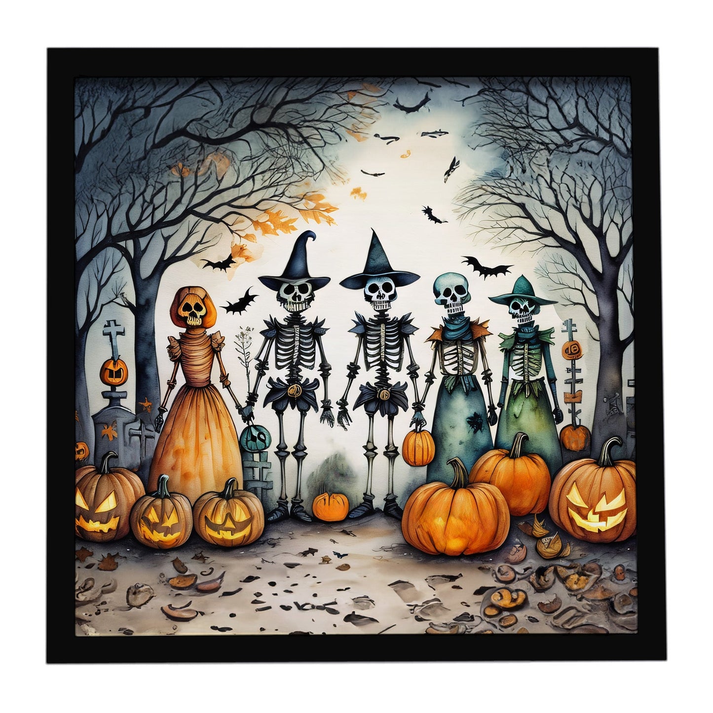 Calacas Skeletons Spooky Halloween Framed Metal Print