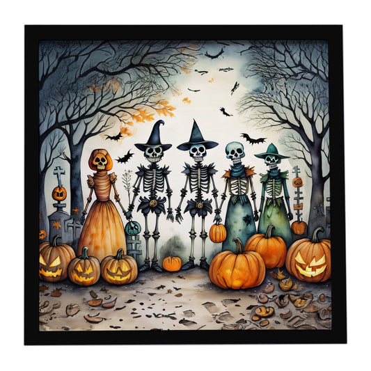Calacas Skeletons Spooky Halloween Framed Metal Print