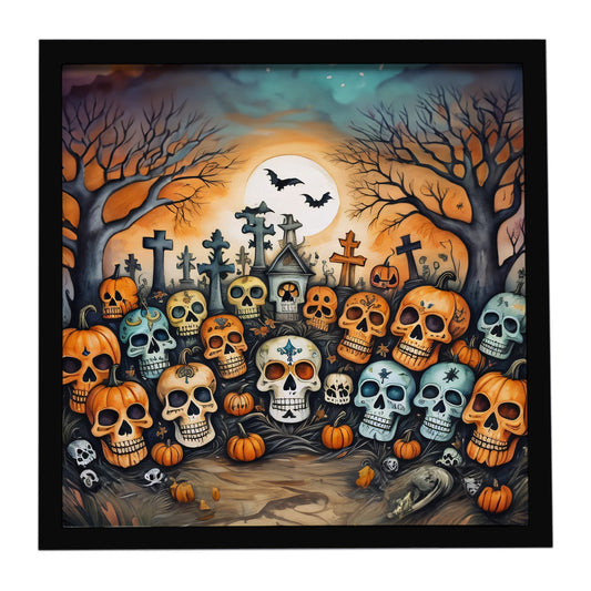 Calaveras Sugar Skulls Spooky Halloween Framed Metal Print