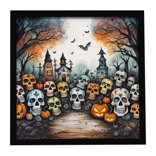 Calaveras Sugar Skulls Spooky Halloween Framed Metal Print