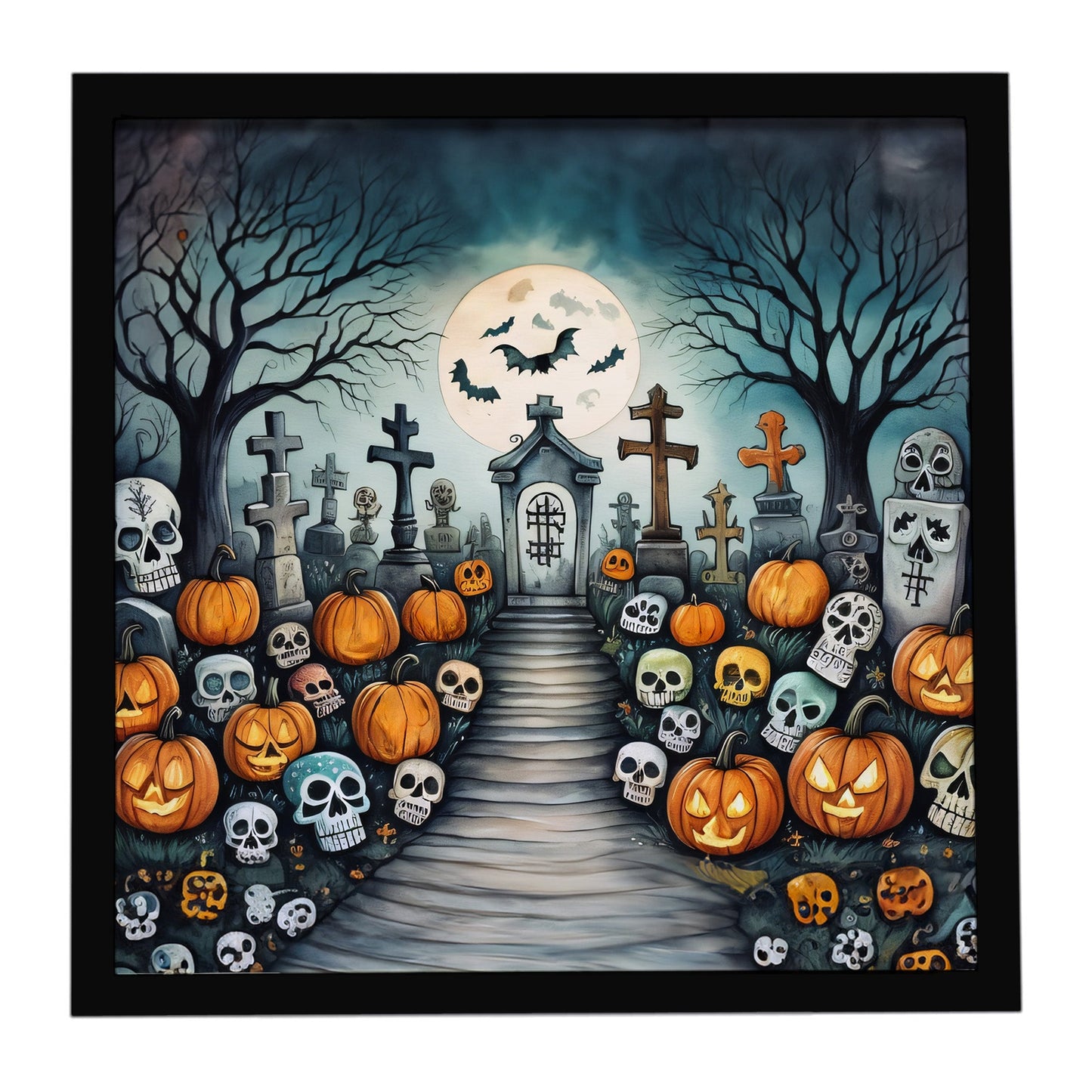 Calaveras Sugar Skulls Spooky Halloween Framed Metal Print