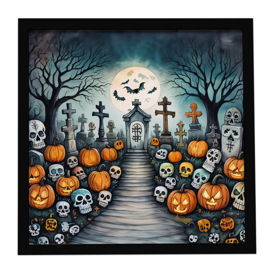 Calaveras Sugar Skulls Spooky Halloween Framed Metal Print