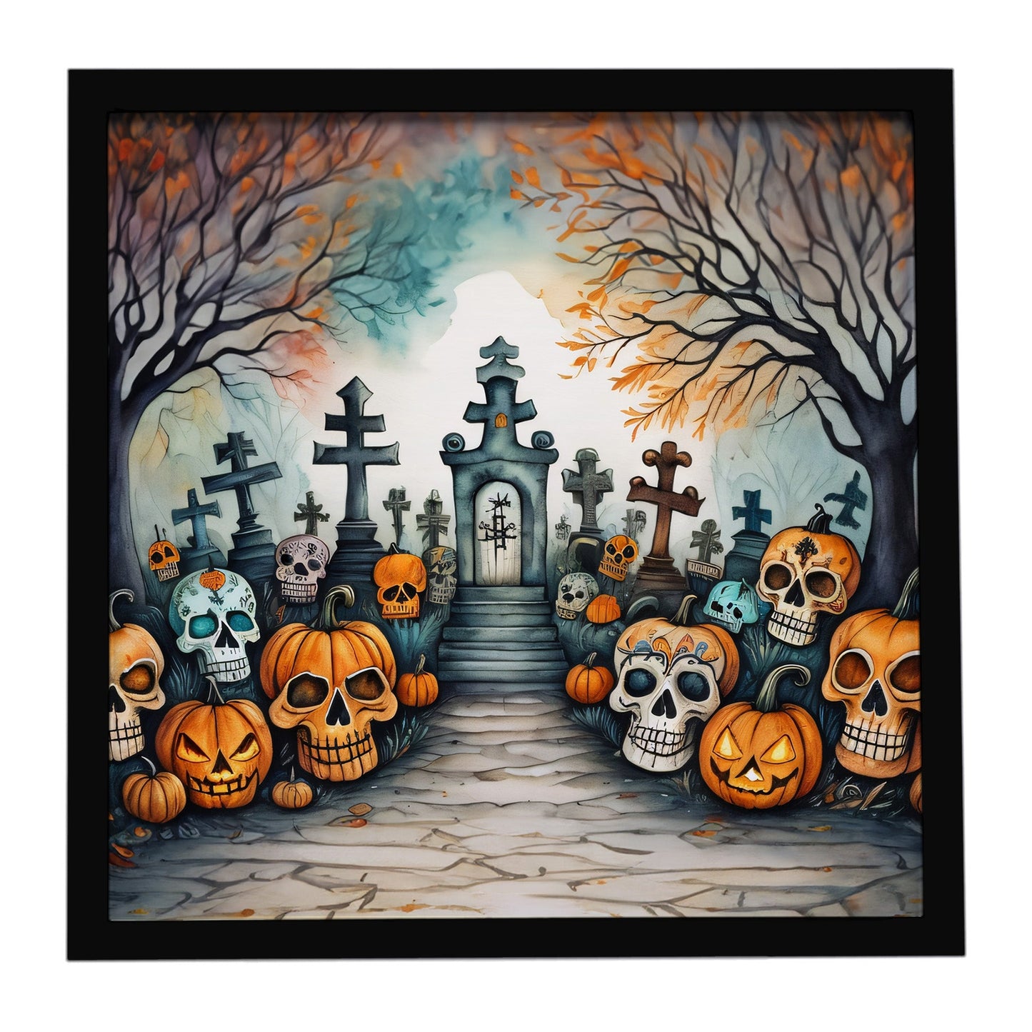 Calaveras Sugar Skulls Spooky Halloween Framed Metal Print