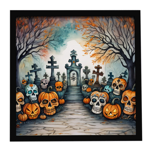 Calaveras Sugar Skulls Spooky Halloween Framed Metal Print