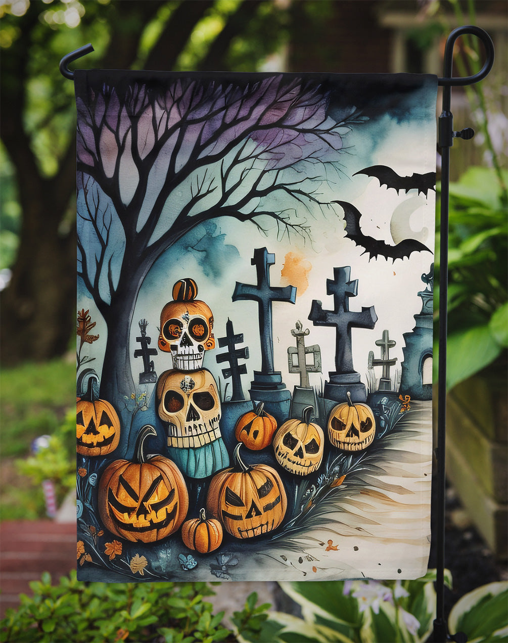 Day of the Dead Spooky Halloween Garden Flag – Outdoor Decorative Yard Flag
