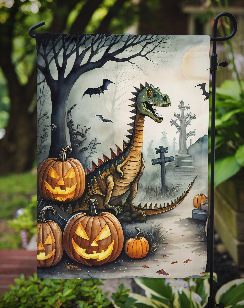 Dinosaurs Spooky Halloween Garden Flag – Outdoor Decorative Yard Flag