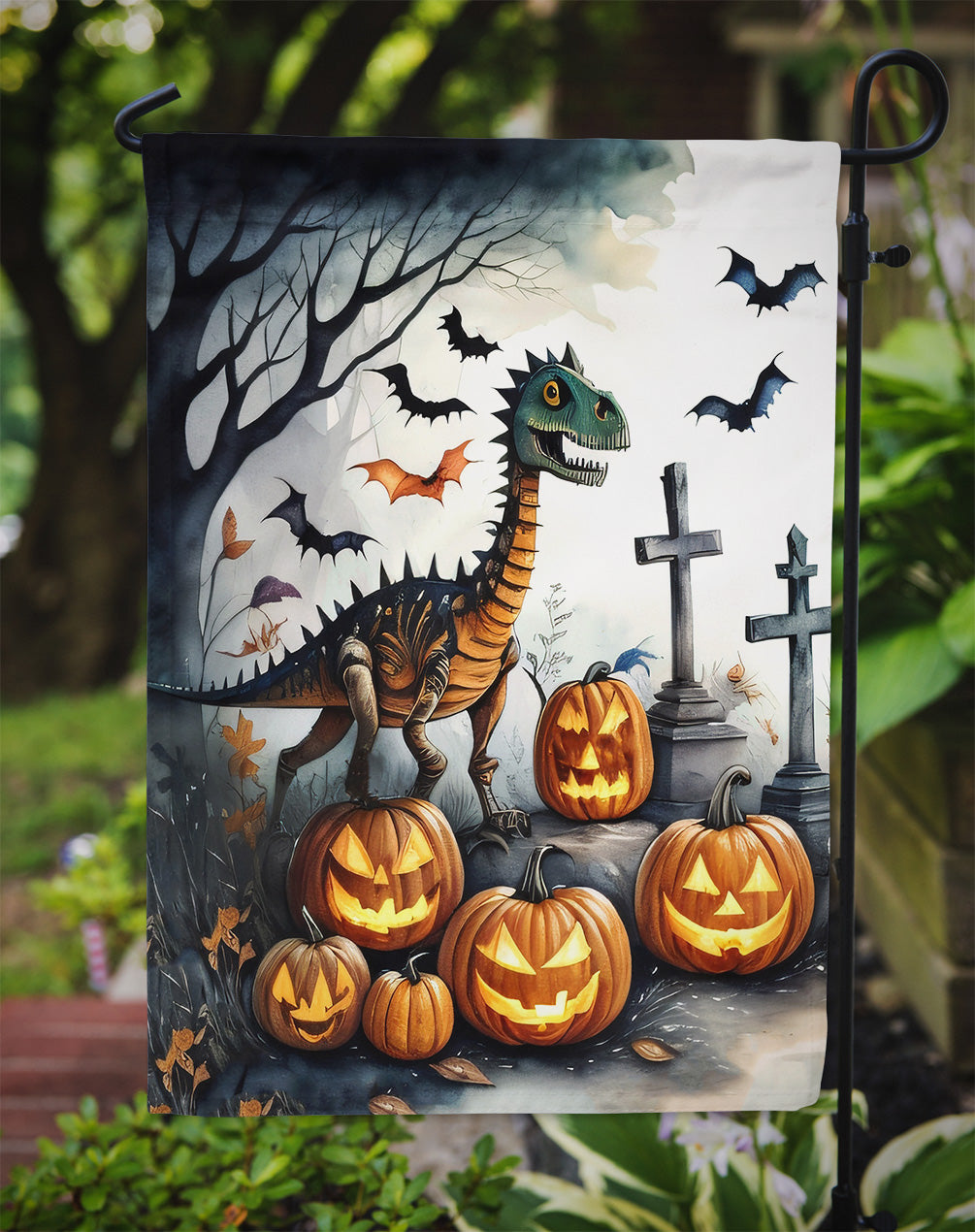 Dinosaurs Spooky Halloween Garden Flag – Outdoor Decorative Yard Flag